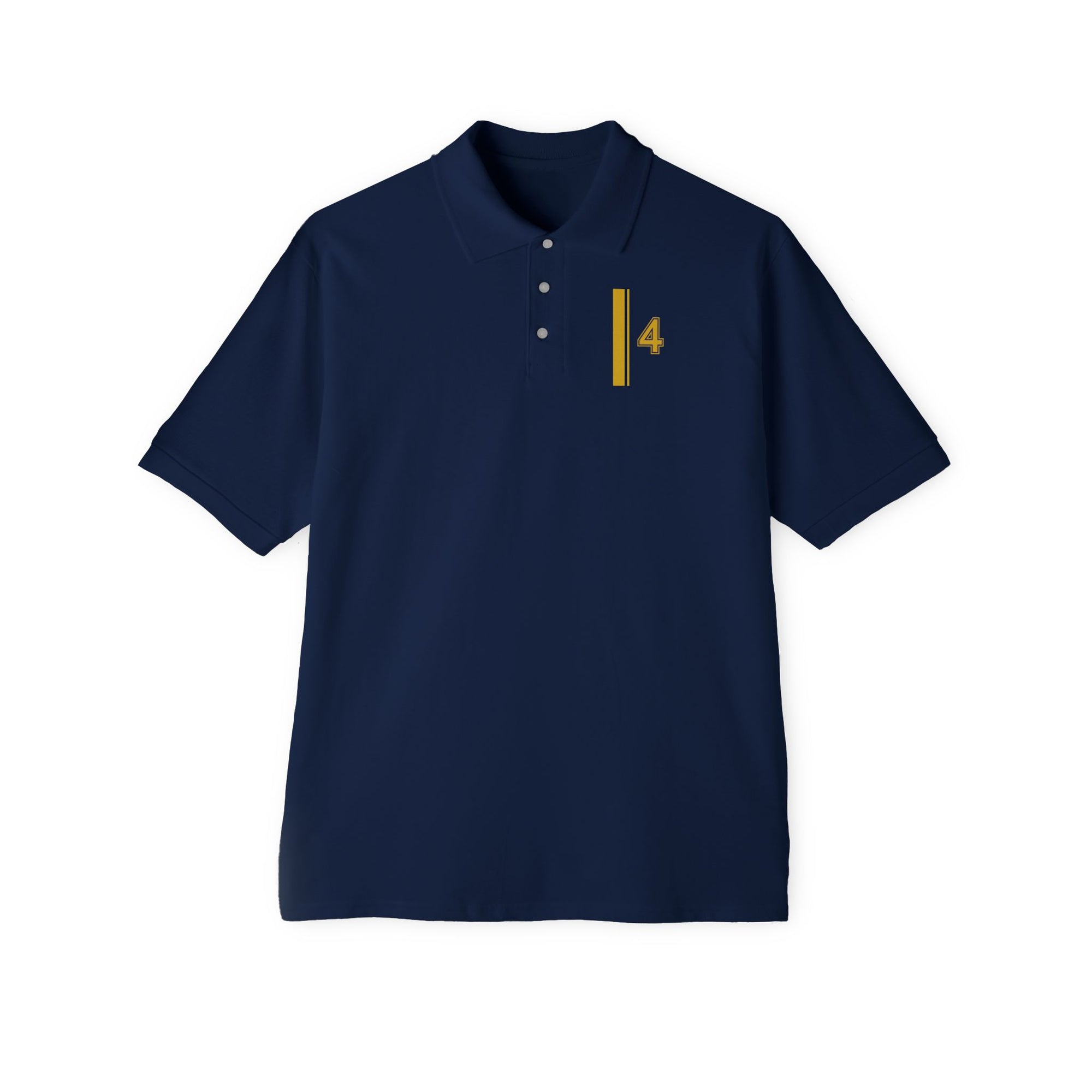 4: Tyrrell P34 Men's Piqué Polo Navy blue front pic closeup