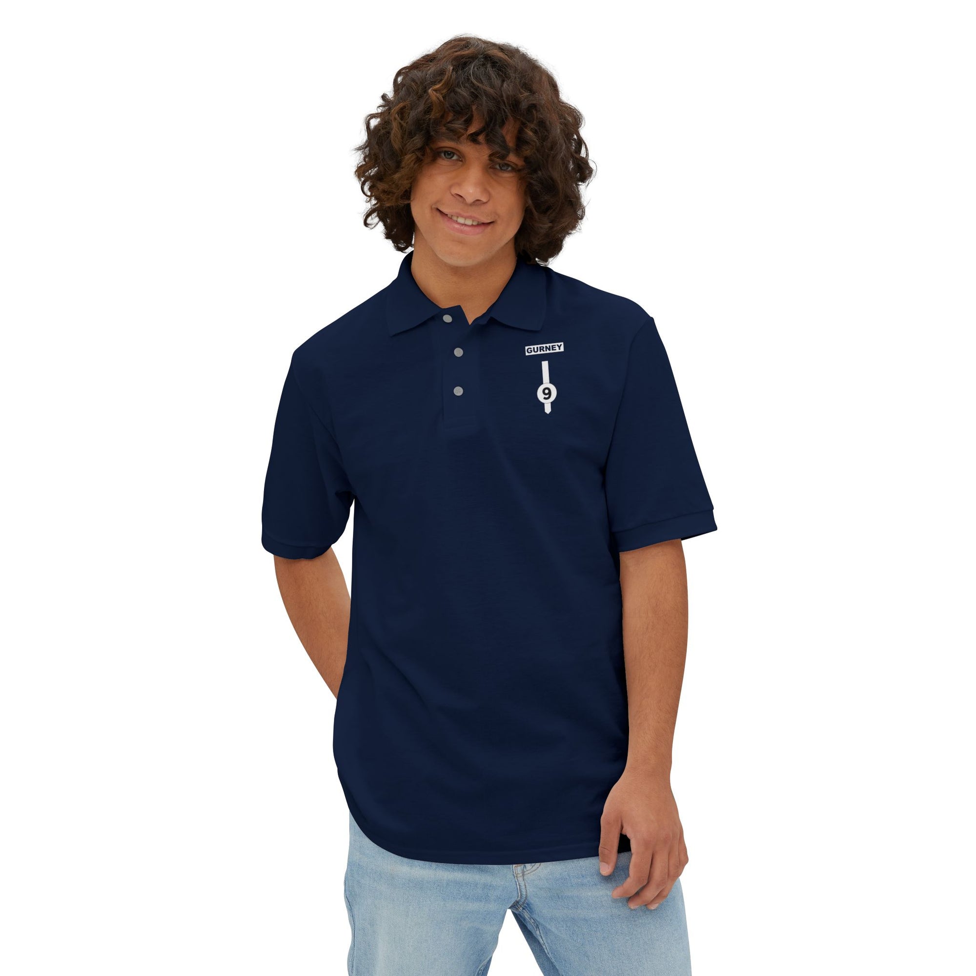 9: American Eagle Men's Piqué Polo navy blue front 