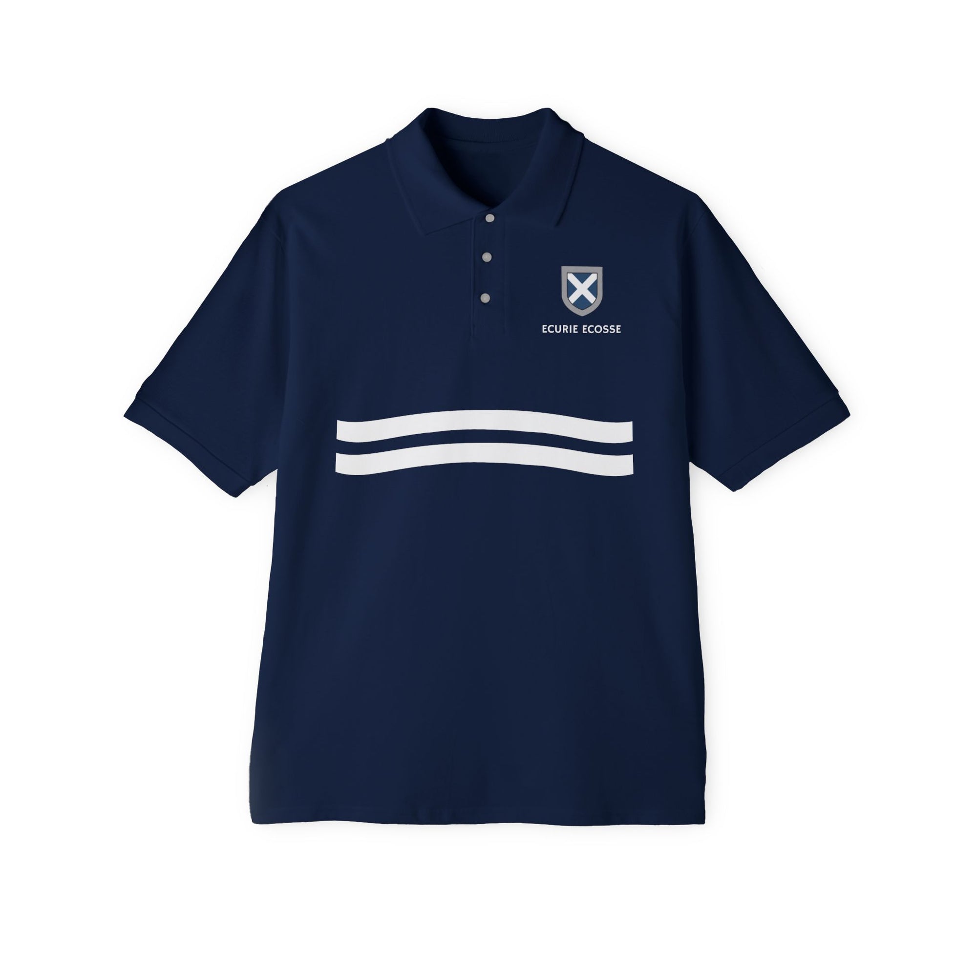 32: Ecurie Ecosse Jaguar Men's Piqué Polo Navy Blue front flat image