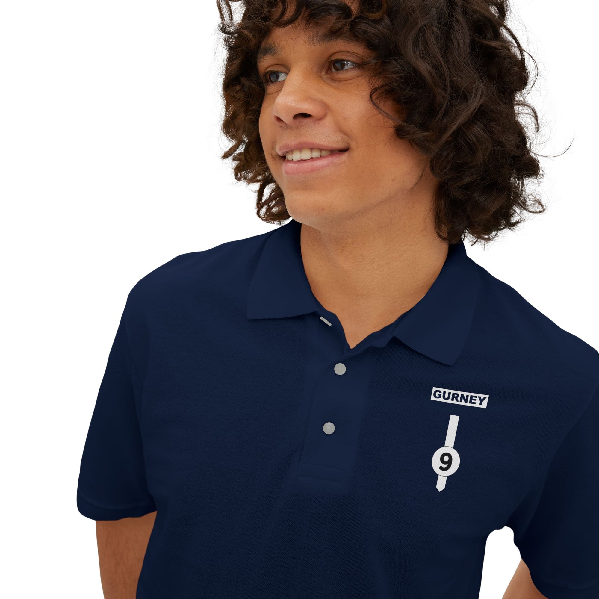 9: American Eagle Men's Piqué Polo navy blue front close up