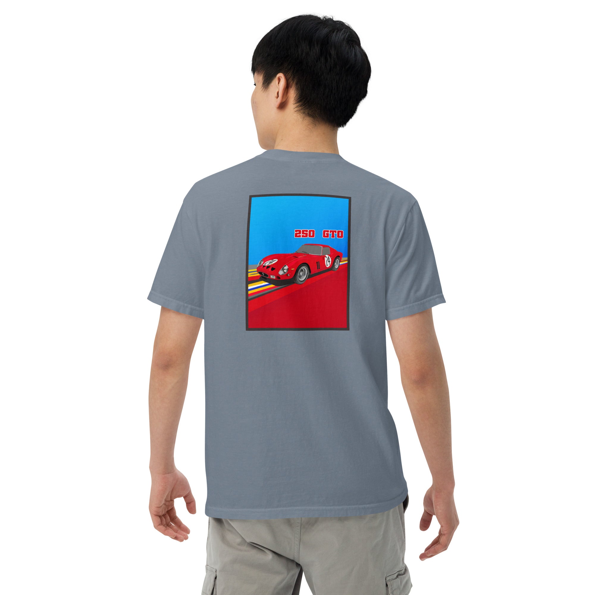 24: Ferrari 250 GTO unisex t-shirt blue grey rear 