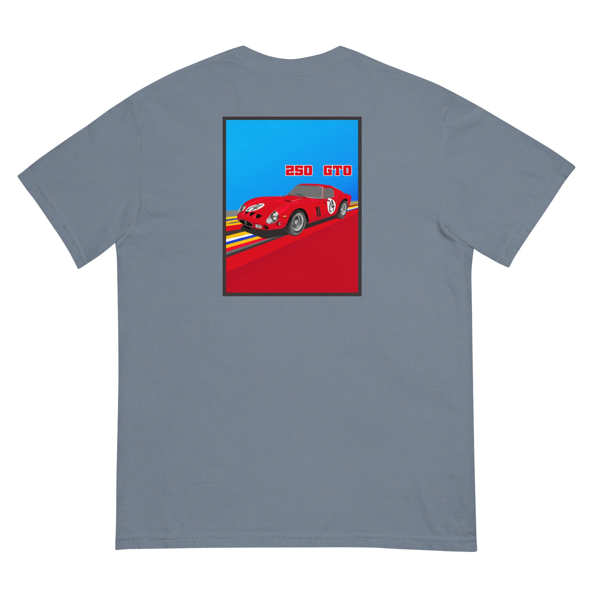 24: Ferrari 250 GTO unisex t-shirt blue grey rear flat 