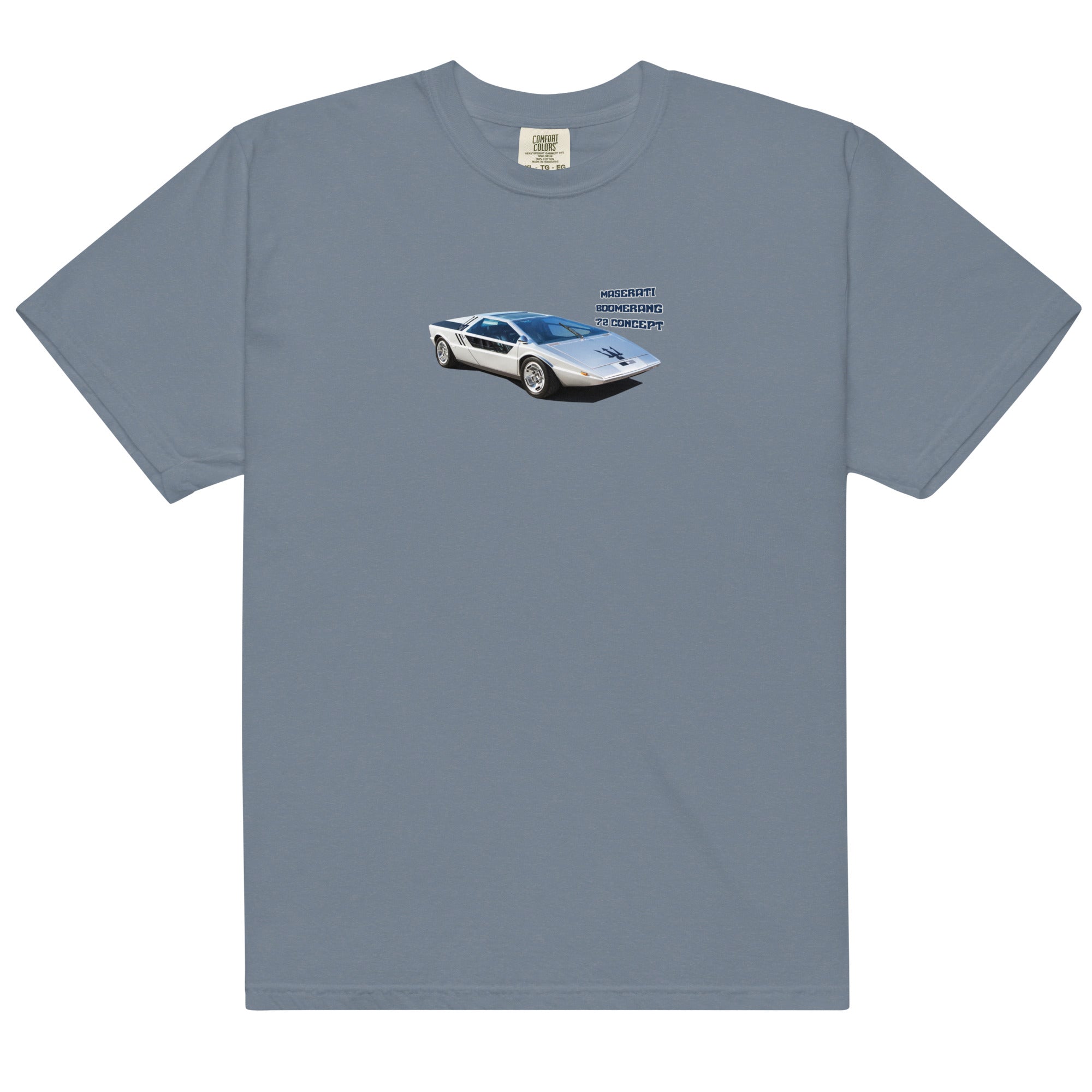 1972 Maserati Boomerang concept car tshirt grey front