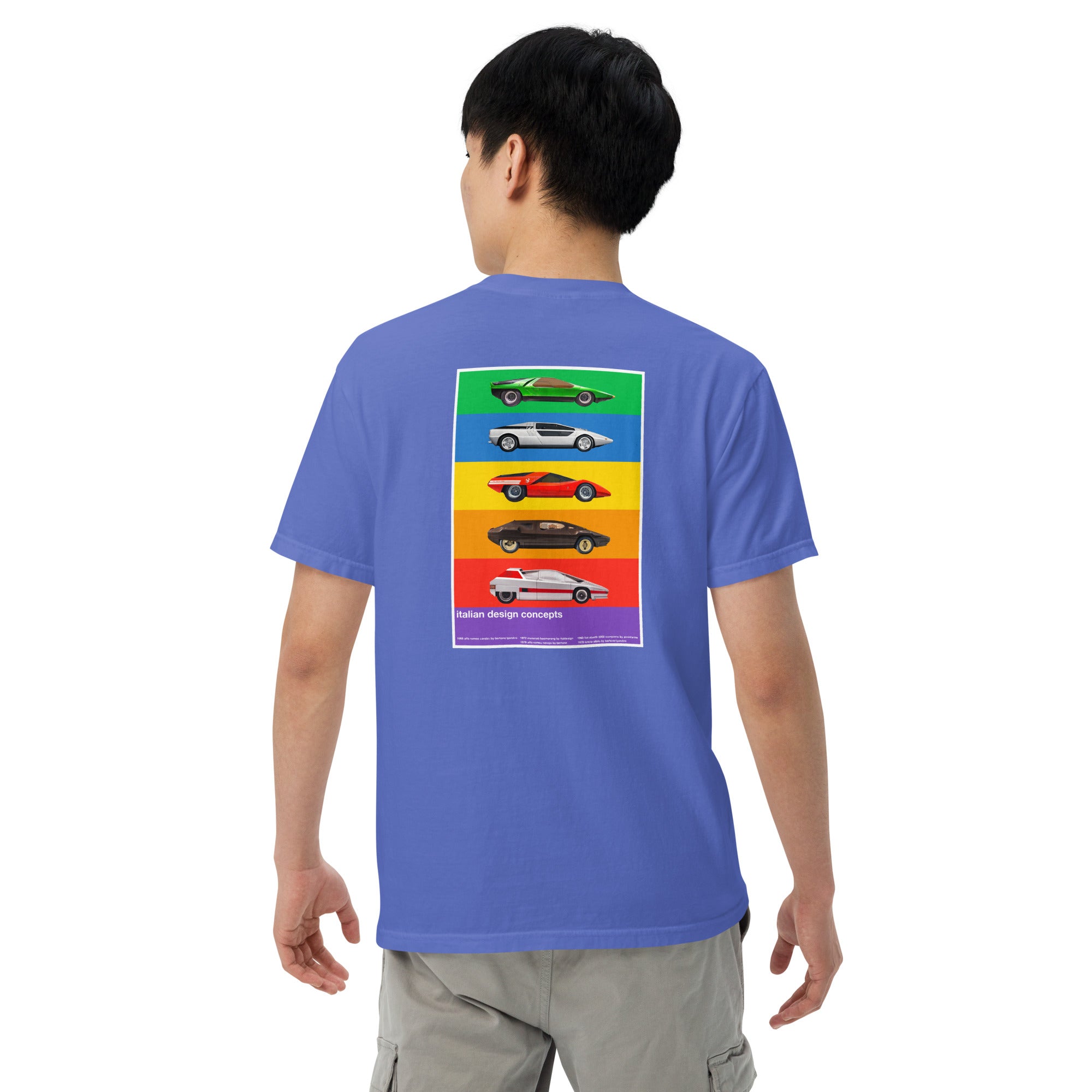 Italian design concept cars alfa carabo maserati fiart abarth lancia sibilo navajo boomerang white tshirt rear