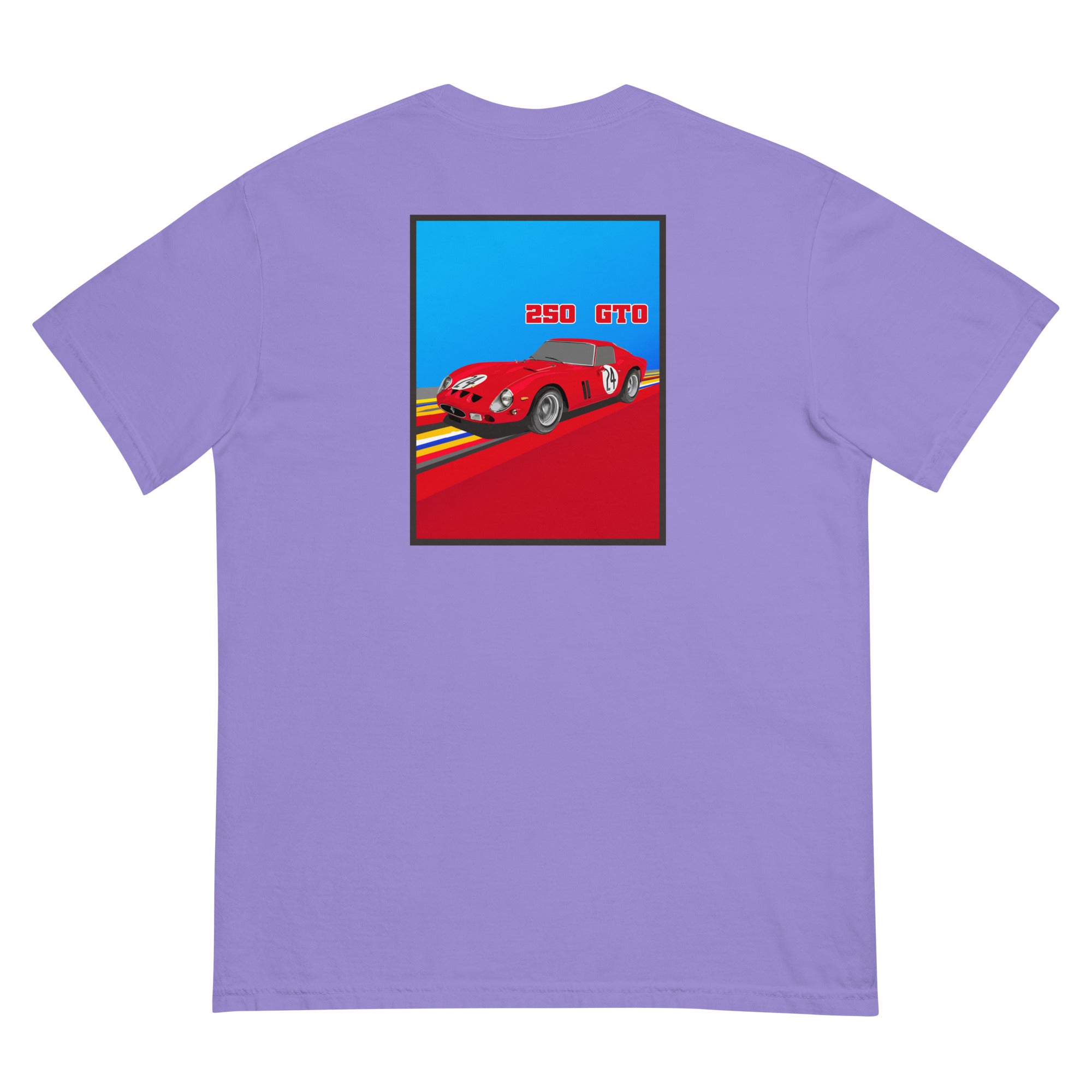 24: Ferrari 250 GTO unisex t-shirt violet front flat 