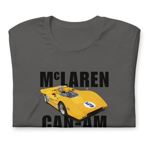 4: McLaren M8A Can Am Unisex T-shirt grey front folded