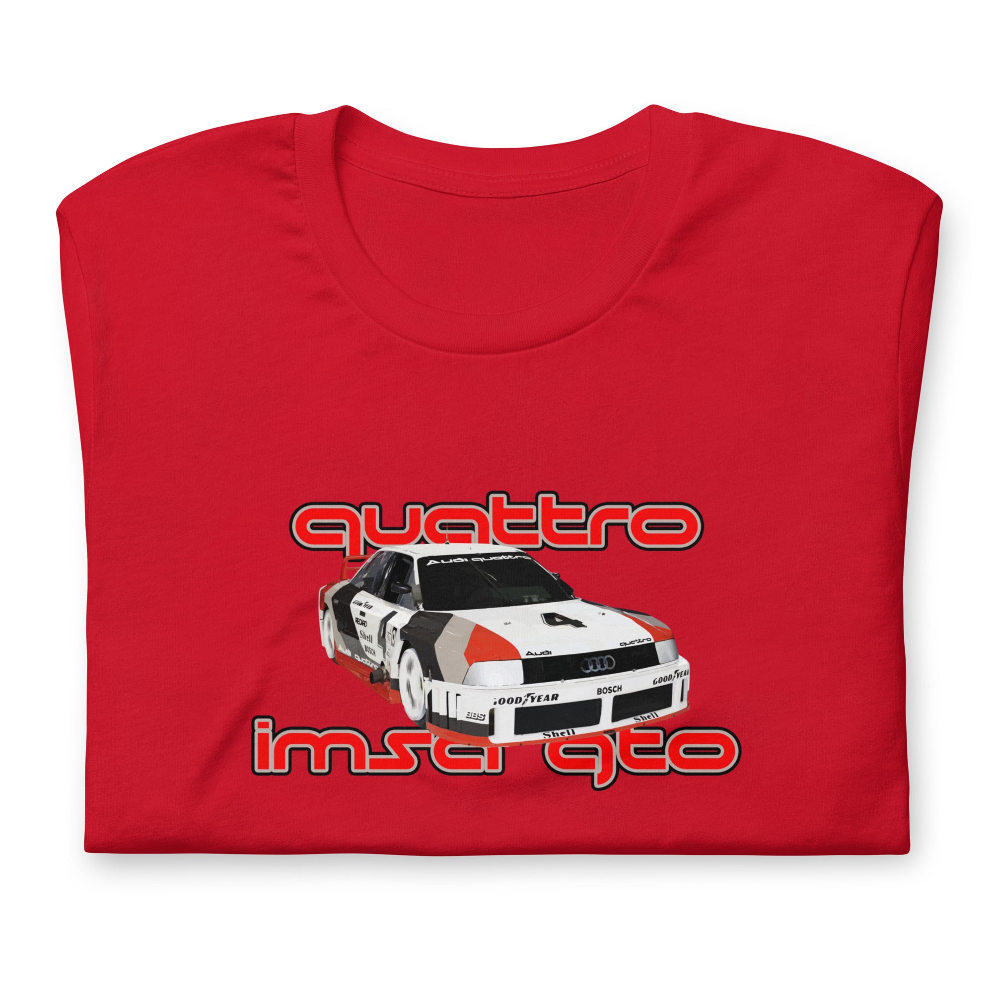 Audi Quattro 90 IMSA GTO race car t-shirt grey front folded