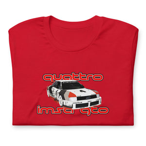 Audi 90 IMSA GTO race car t-shirt red front folded
