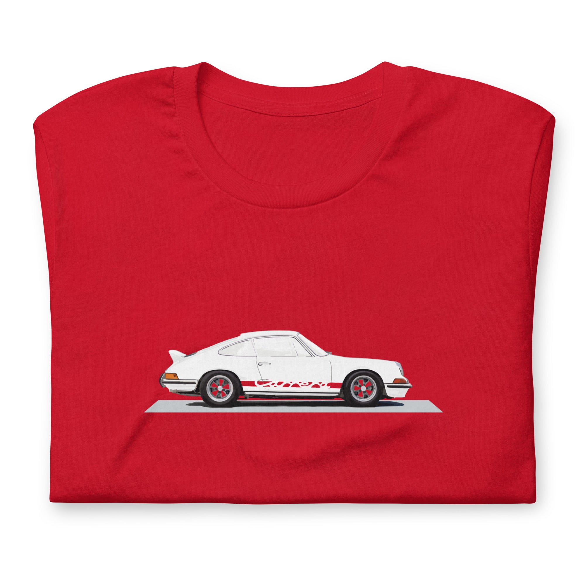 73: Porsche 911 Carrera RS 2.7 Unisex T-shirt blue flat folded