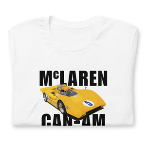 4: McLaren M8A Can Am Unisex T-shirt white front folded