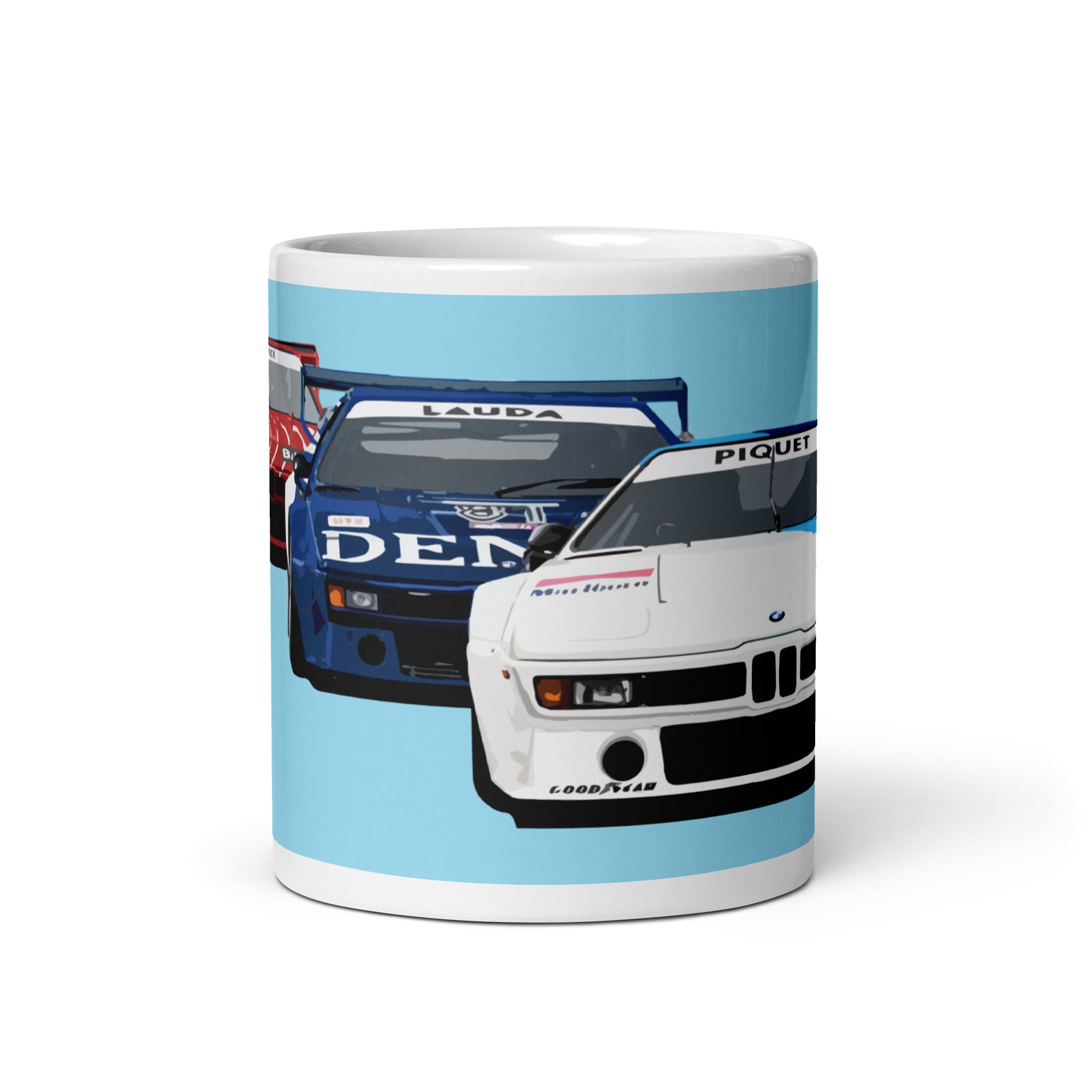 BMW M1 Procar 1979 Medium coffee mug light blue middle