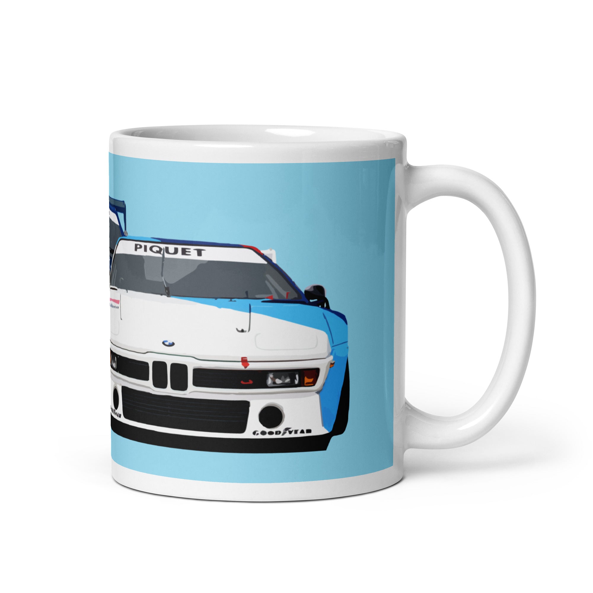 BMW M1 Procar 1979 Medium coffee mug light blue right