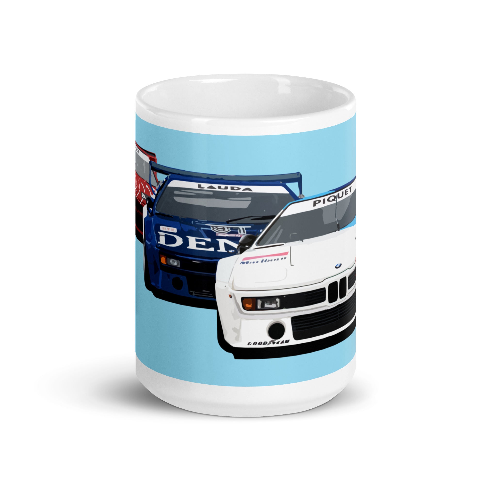 BMW M1 Procar 1979 Large coffee mug light blue middle