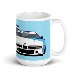 BMW M1 Procar 1979 Large coffee mug light blue right