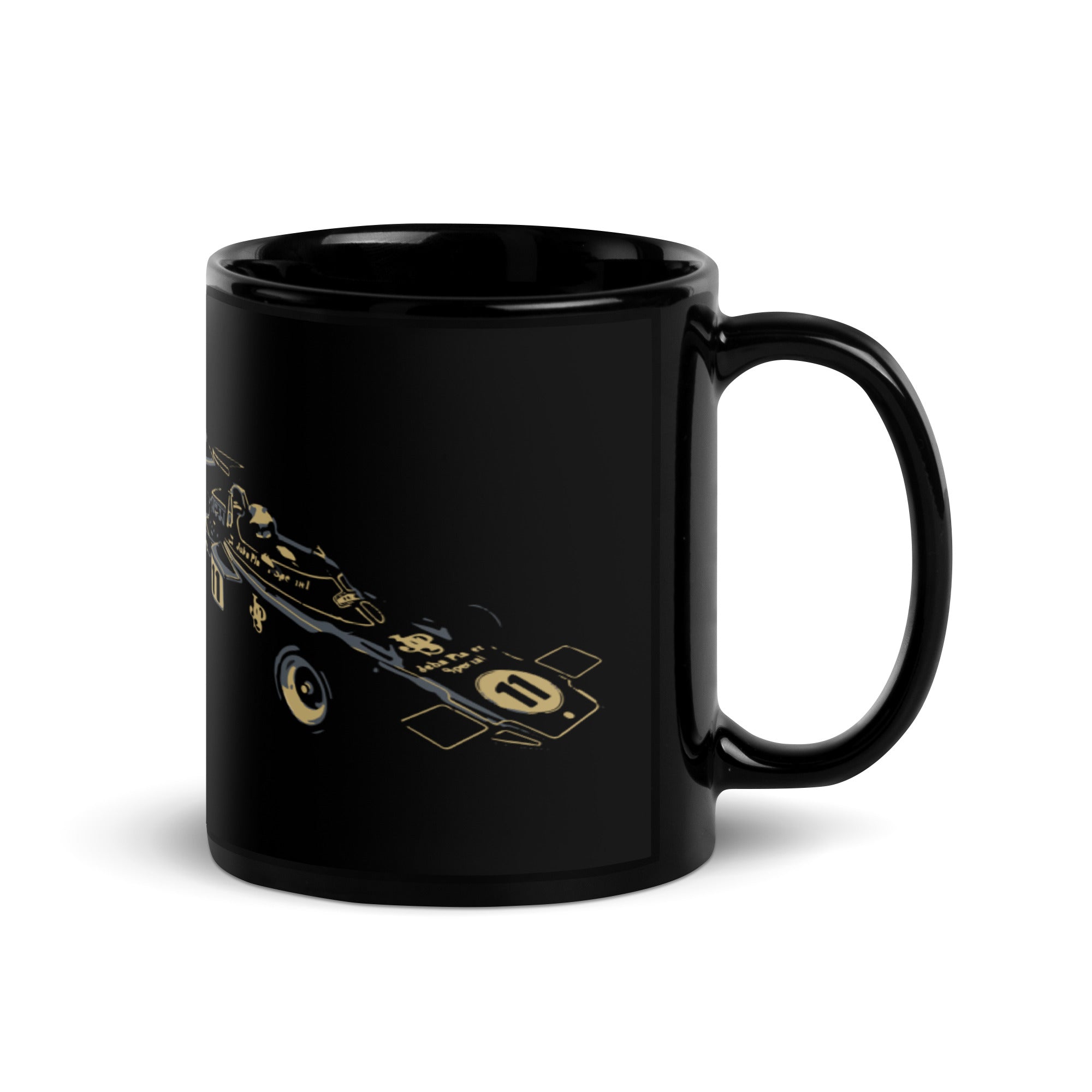 Lotus f1 72d Formula 1 andretti fittapaldi black coffee mug left