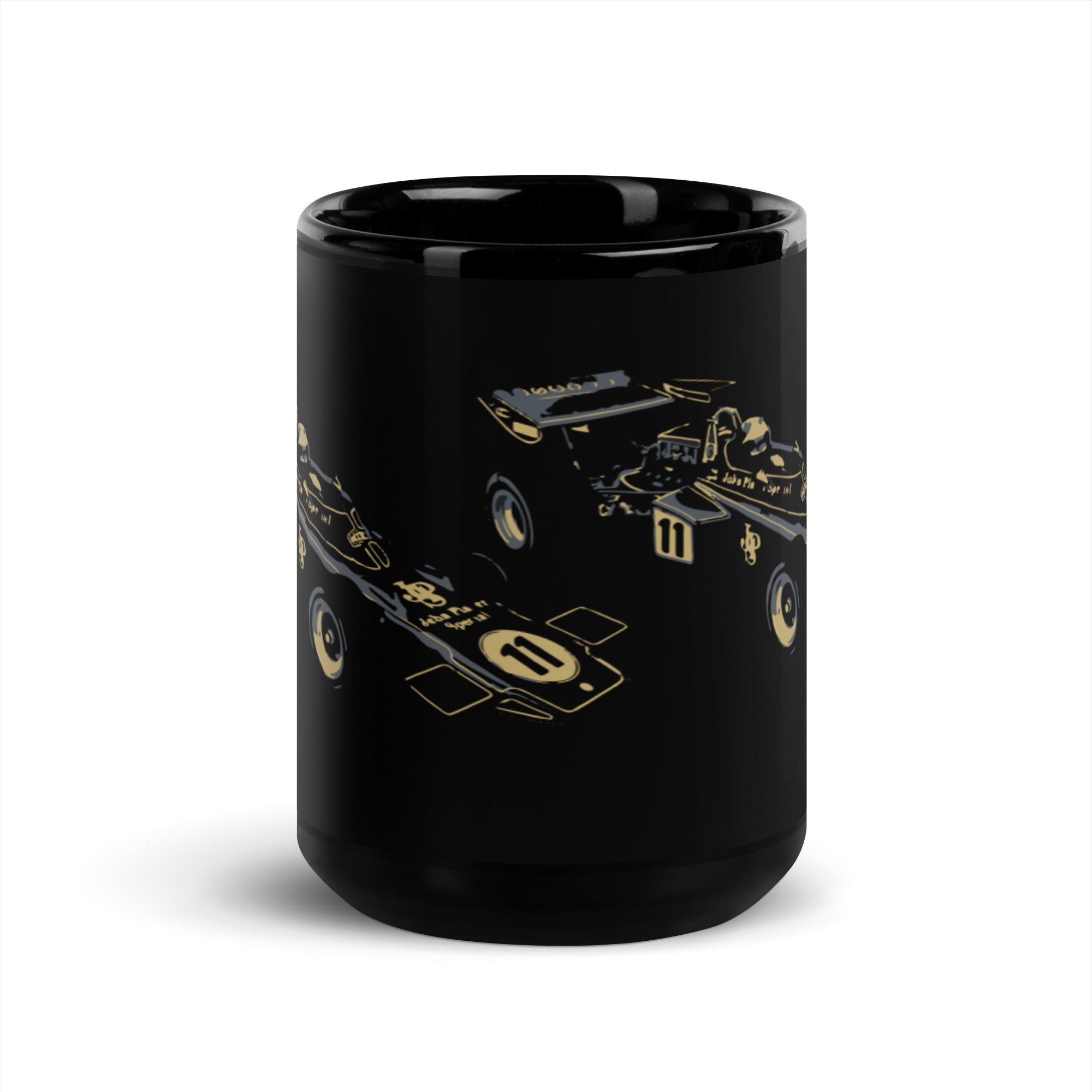 Lotus f1 72d Formula 1 andretti fittapaldi black coffee large mug center