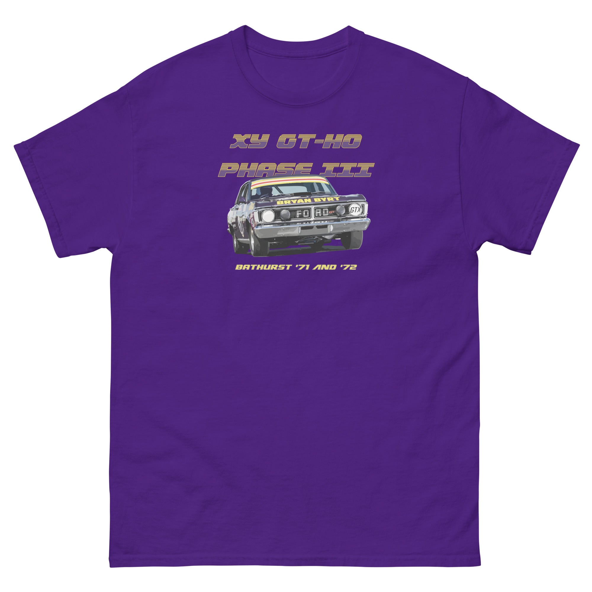1971/1972 Ford Falcon XY GT-HO Phase III: Bathurst Legend Series French skelton T-Shirt wild violet purple front
