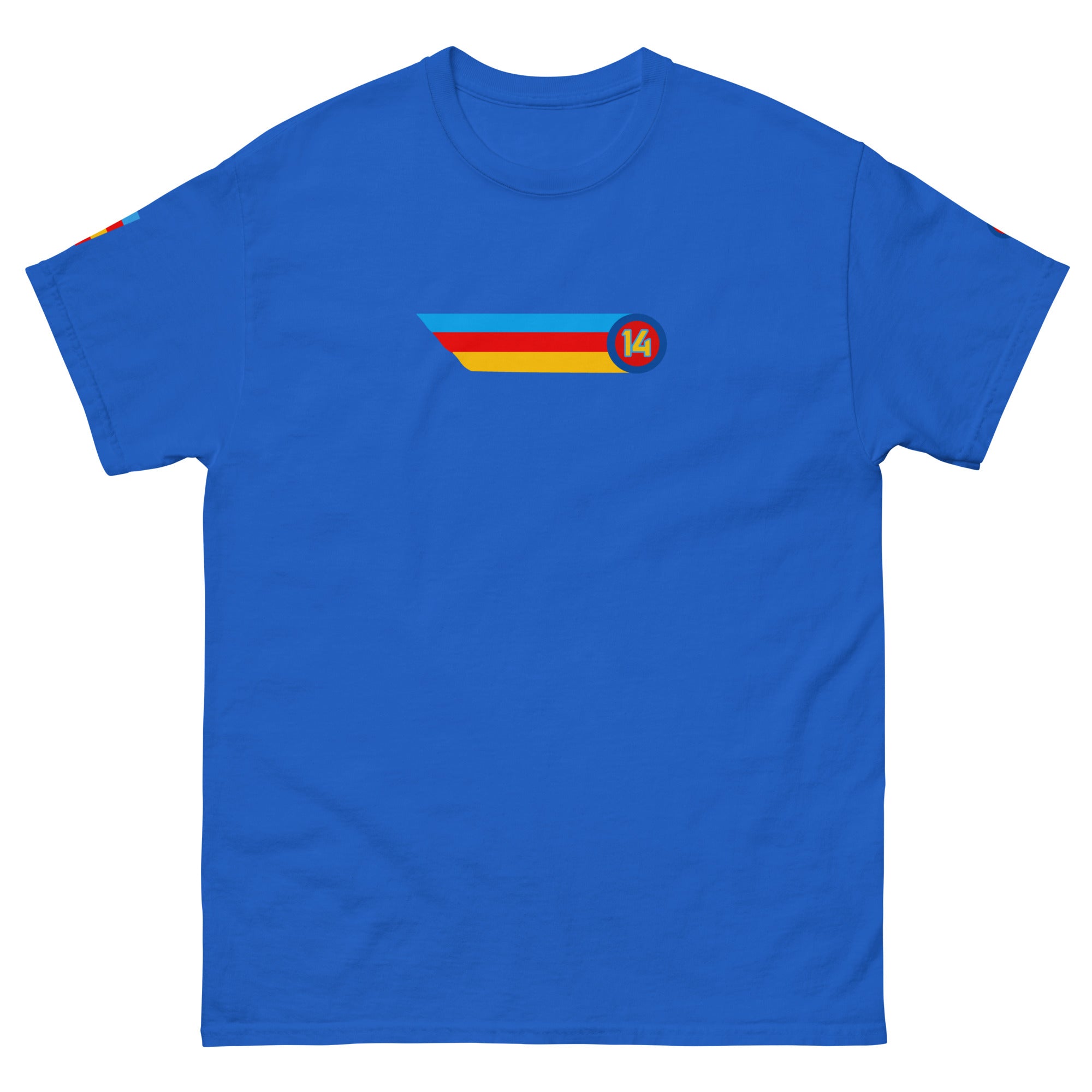 14: Fernando Alonso Farewell  T-Shirt mclaren ferrari alpine blue front left side