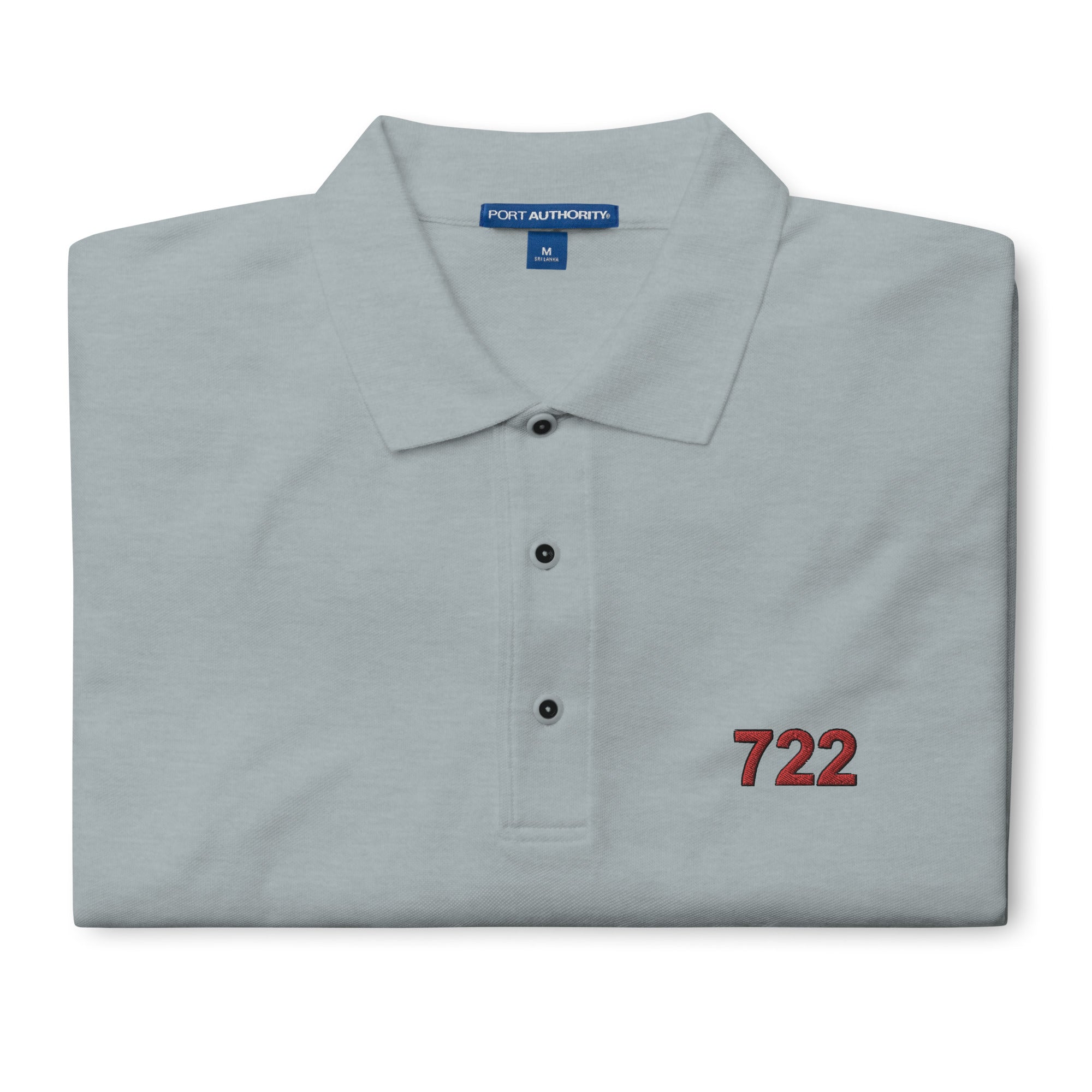722: Stirling Moss at Mille Miglia 1955 Mercedes SLR light grey polo shirt front folded