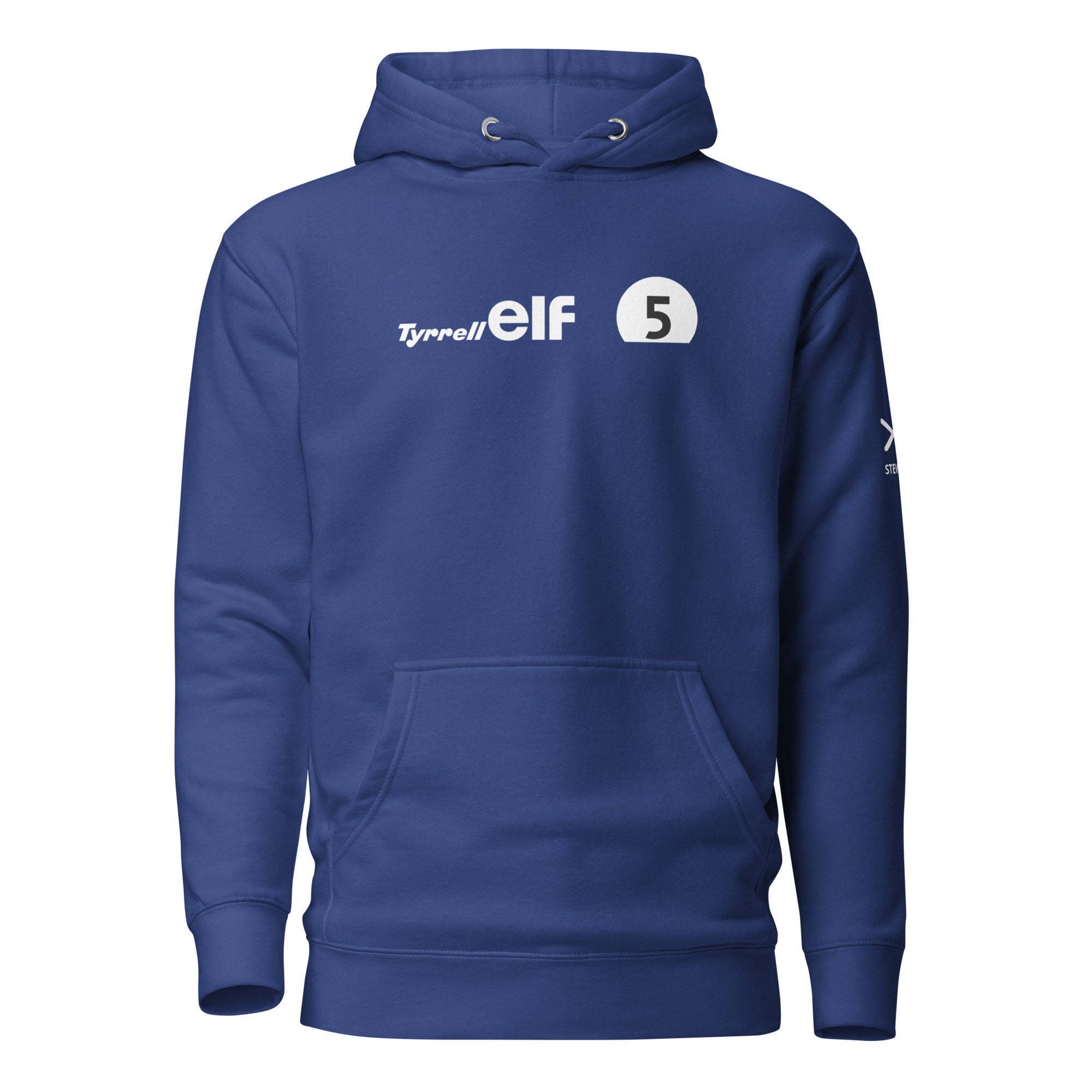 5: Elf Tyrrell Ford Racing Jackie Stewart F1 champion blue unisex hoody front flat